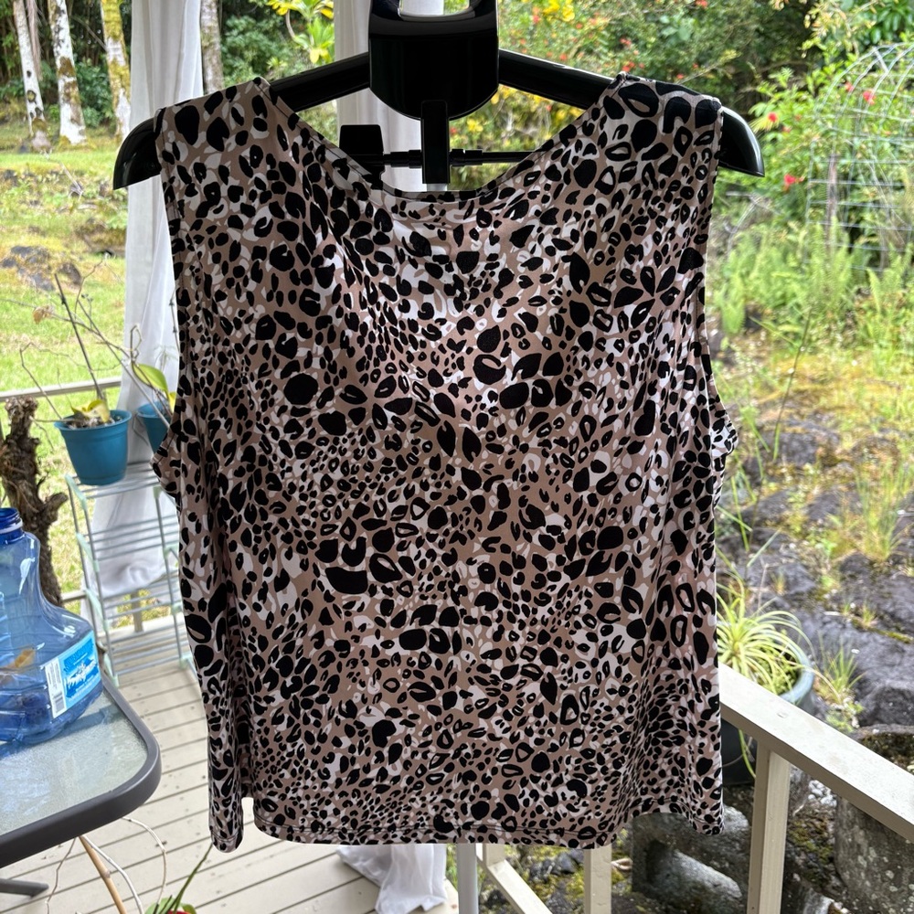 Calvin Klein Leopard Print Blouse - Black, Brown, White